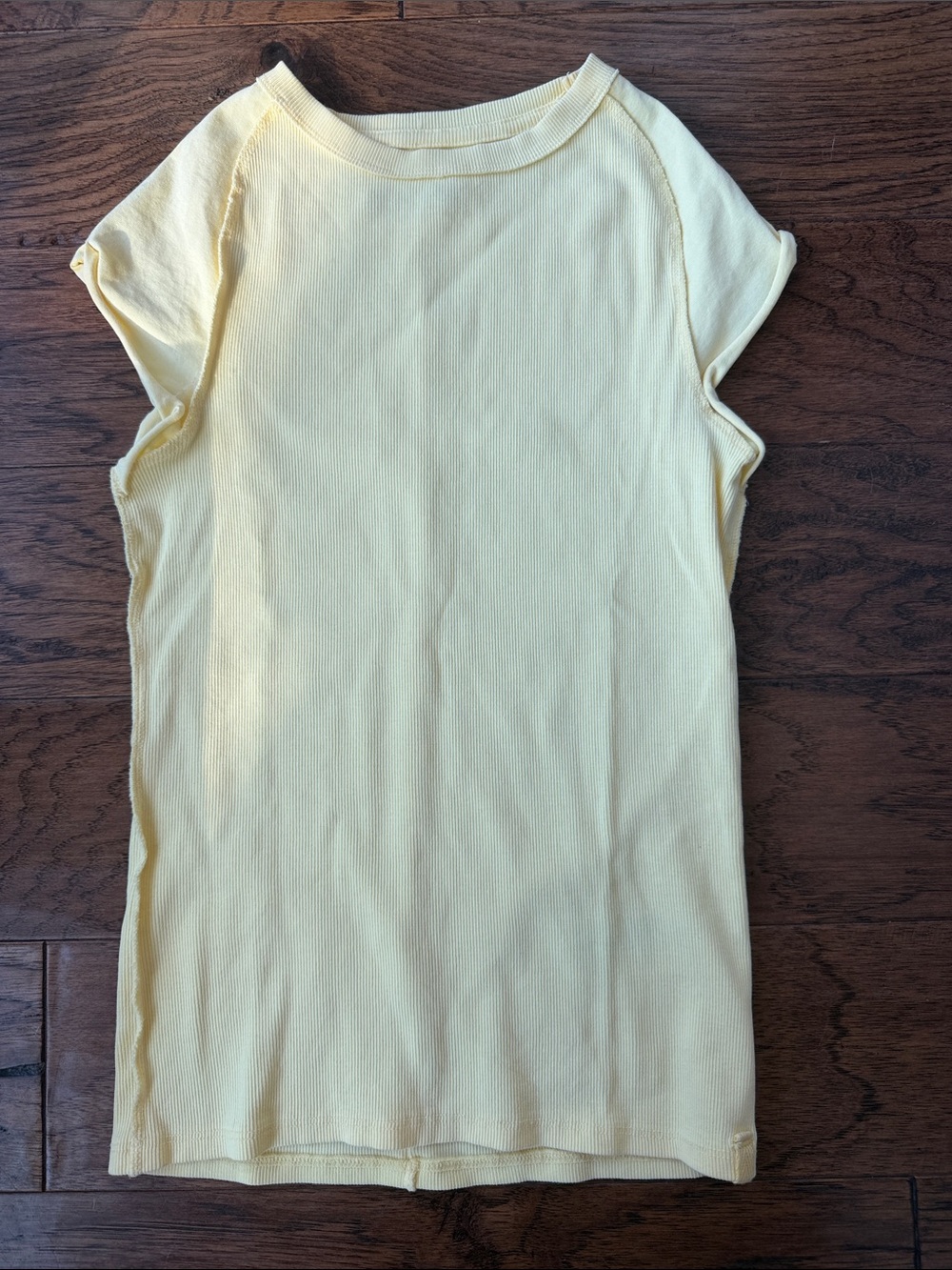 Free People Pale Yellow Ribbed Tank Top